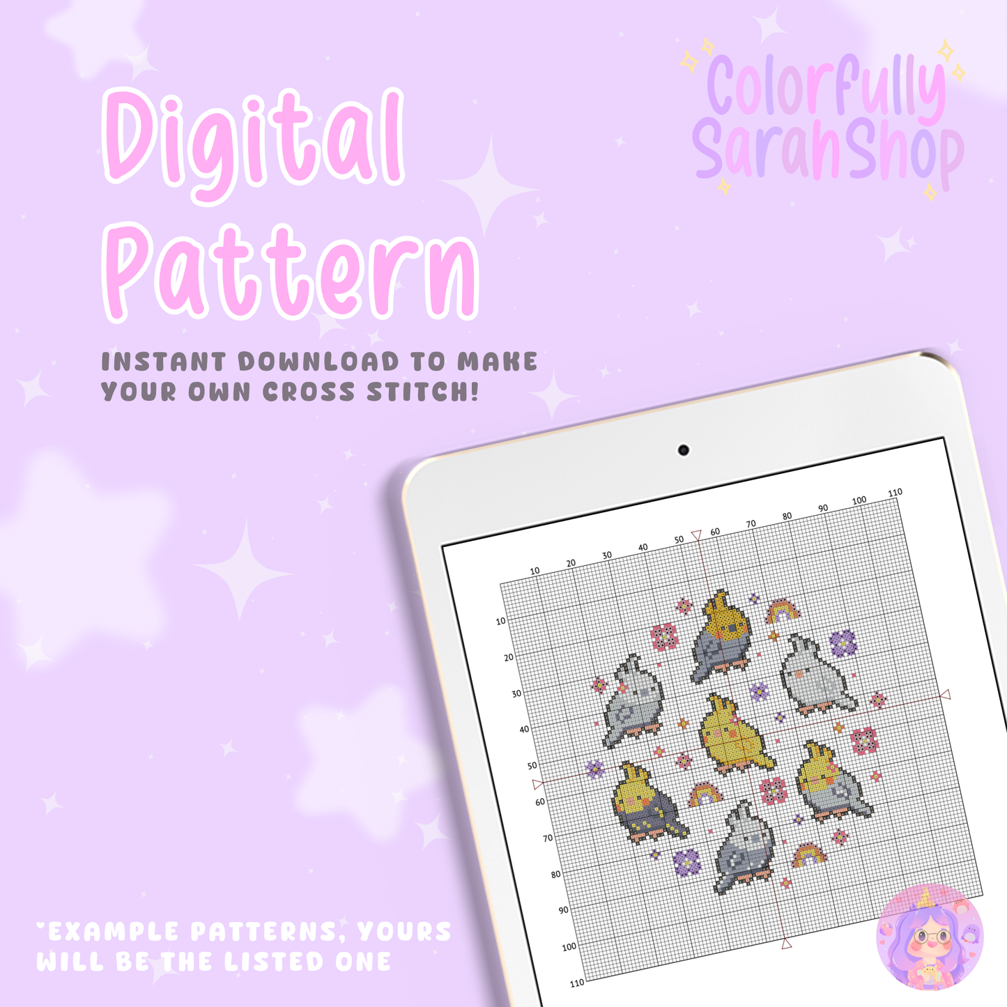 Kirb Pastel Candy Digital Cross Stitch Pattern PDF