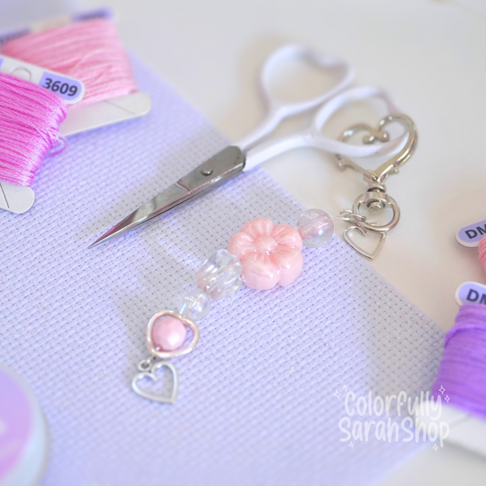 Pink Beaded Scissor Fob