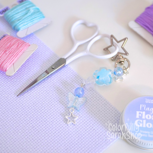 Blue Beaded Scissor Fob