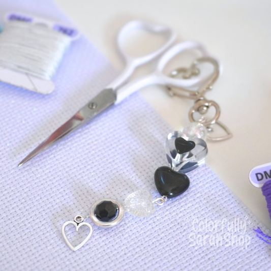 Black Beaded Scissor Fob