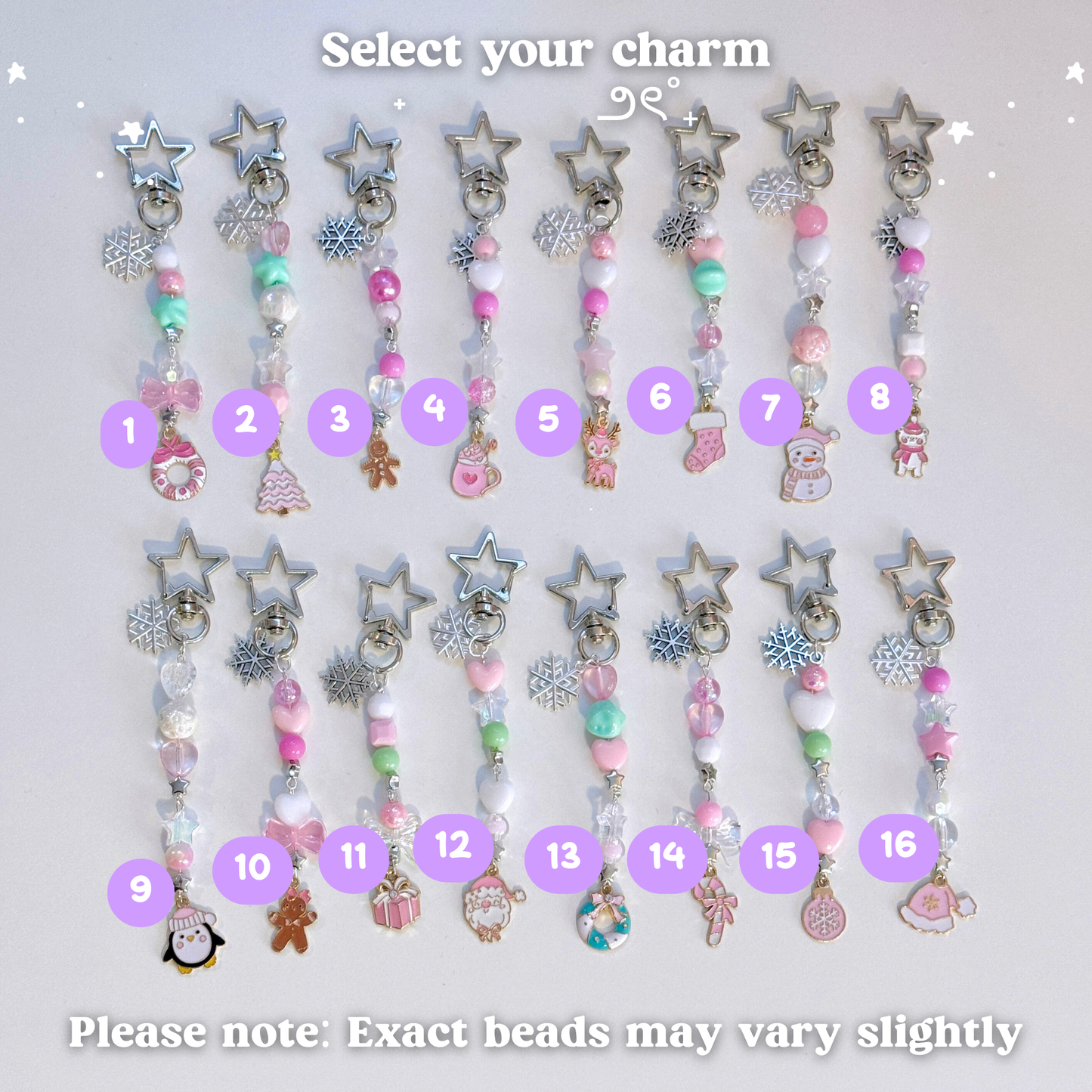 Pink Winter Beaded Scissor Fob