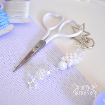 White Beaded Scissor Fob