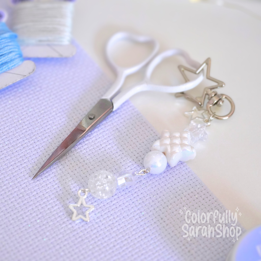 White Beaded Scissor Fob