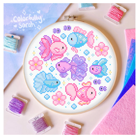 Floral Fish Digital Cross Stitch Pattern PDF