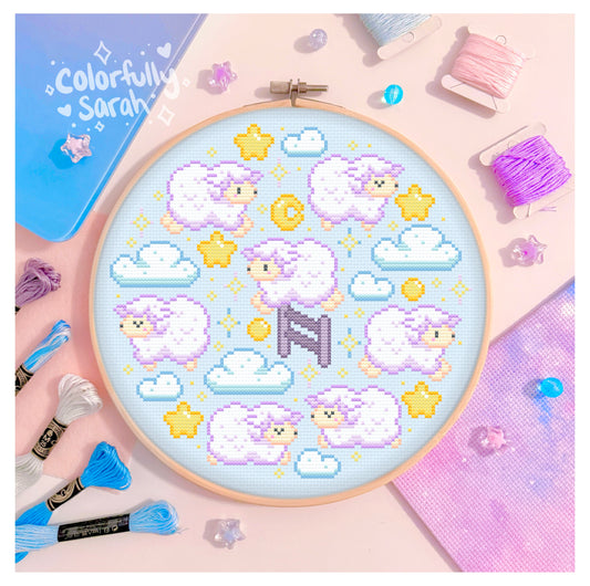 Counting Sheep Digital Cross Stitch Pattern PDF
