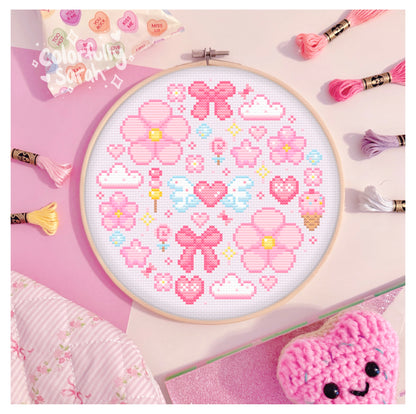 Pink Vibes Digital Cross Stitch Pattern PDF
