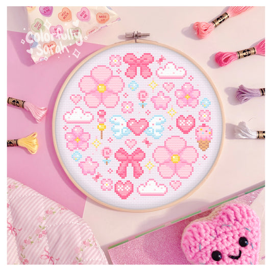 Pink Vibes Digital Cross Stitch Pattern PDF