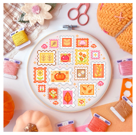 Fall Stamps Cross Stitch Pattern PDF