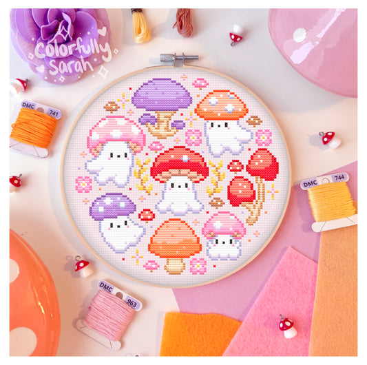 Mushroom Ghosts Cross Stitch Pattern PDF