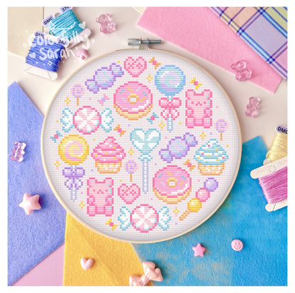 Candy Sweets Cross Stitch Pattern PDF