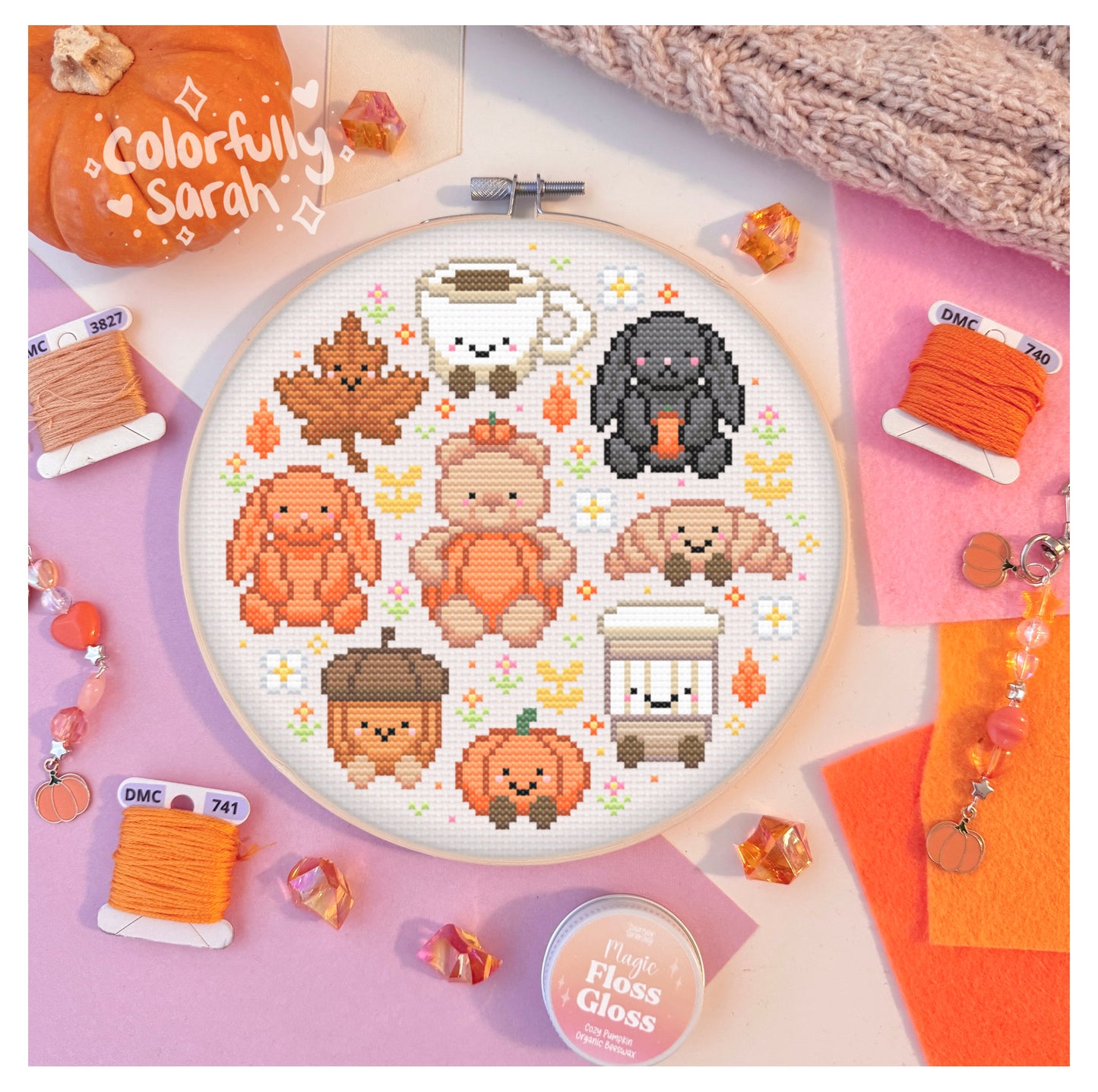 Fall Jelly Plushies Cross Stitch Pattern PDF