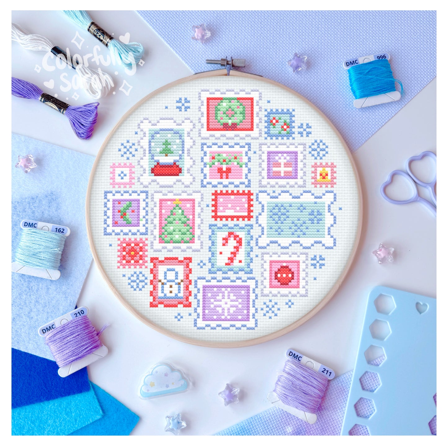 Winter Stamps Cross Stitch Pattern PDF