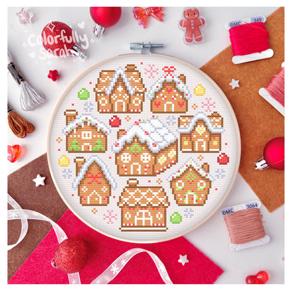 Gingerbread Houses Cross Stitch Pattern PDF
