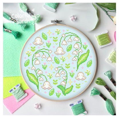 lily flower cross stitch pattern Lily of the Valley Digital Cross Stitch Pattern PDF – Colorfullysarahshop