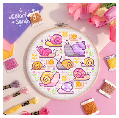 Colorful Snails Digital Cross Stitch Pattern PDF