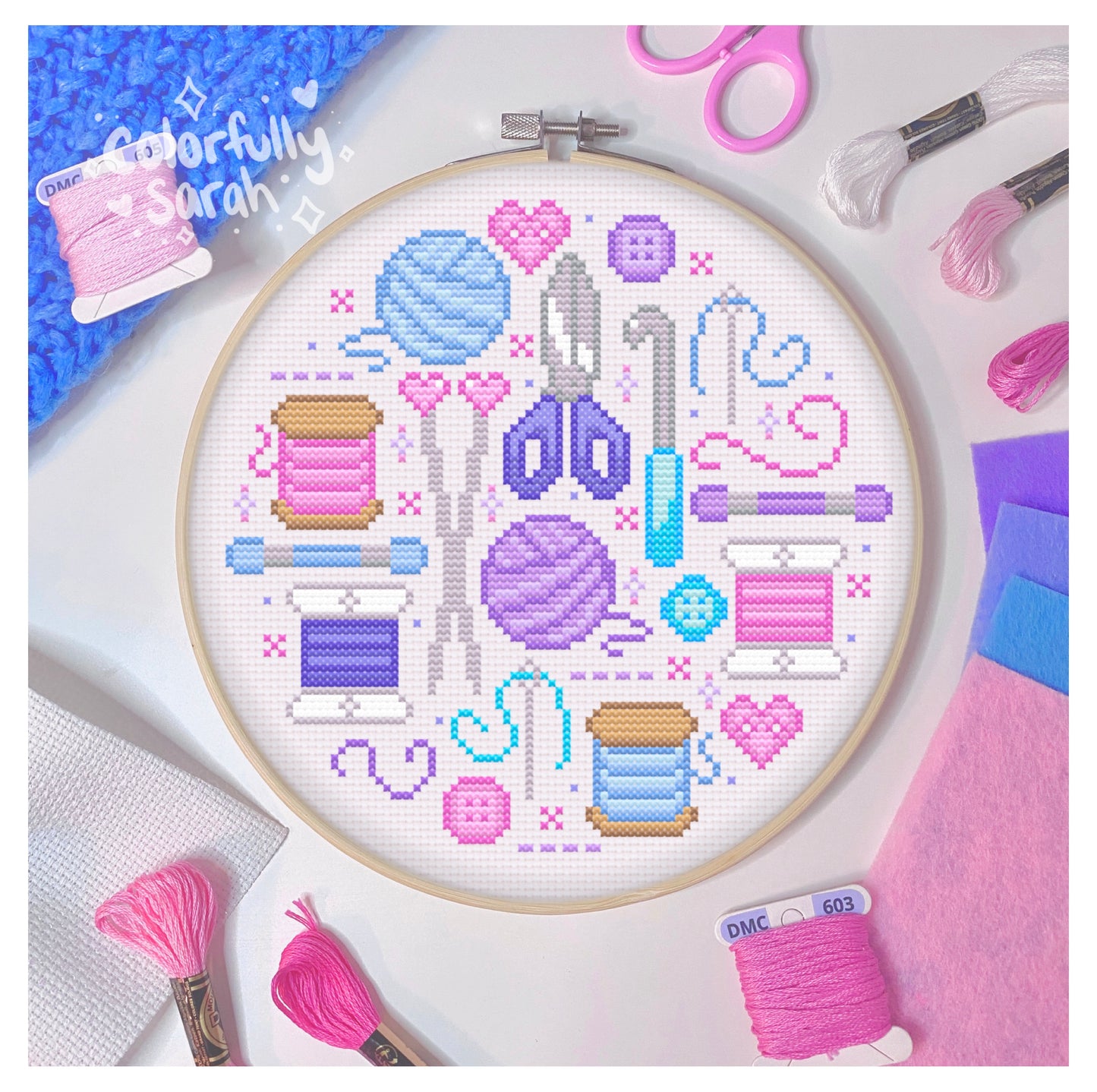 Colorful Stitching Digital Cross Stitch Pattern PDF