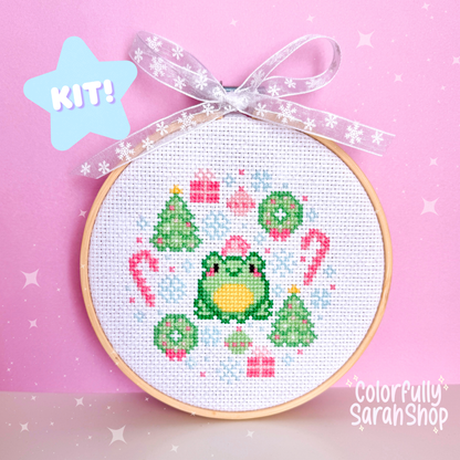 Kit- Christmas Frog Cross Stitch